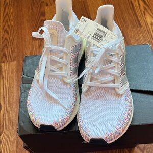 Adidas White Sneakers with Colorful Trim